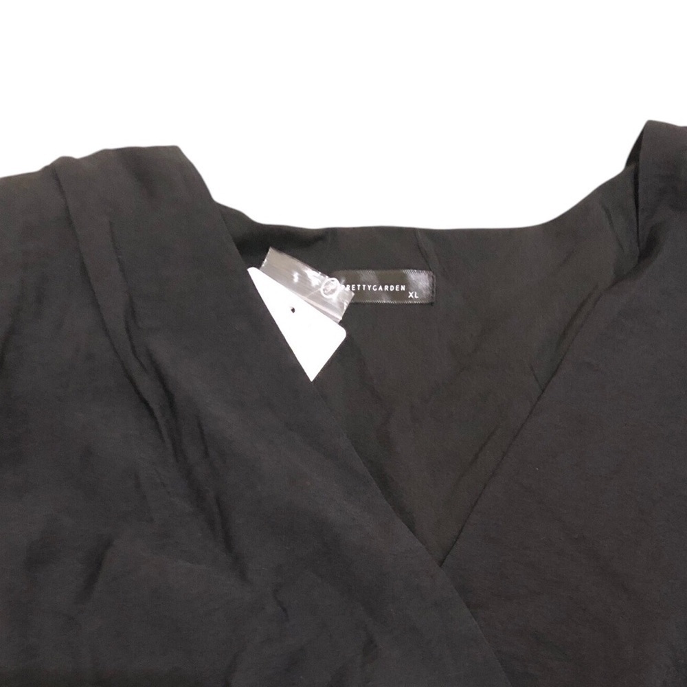 PrettyGarden Women’s Bubble Hem Dress XL Black Bell Puff Sleeve Boho Chic NWT - Picture 7 of 10